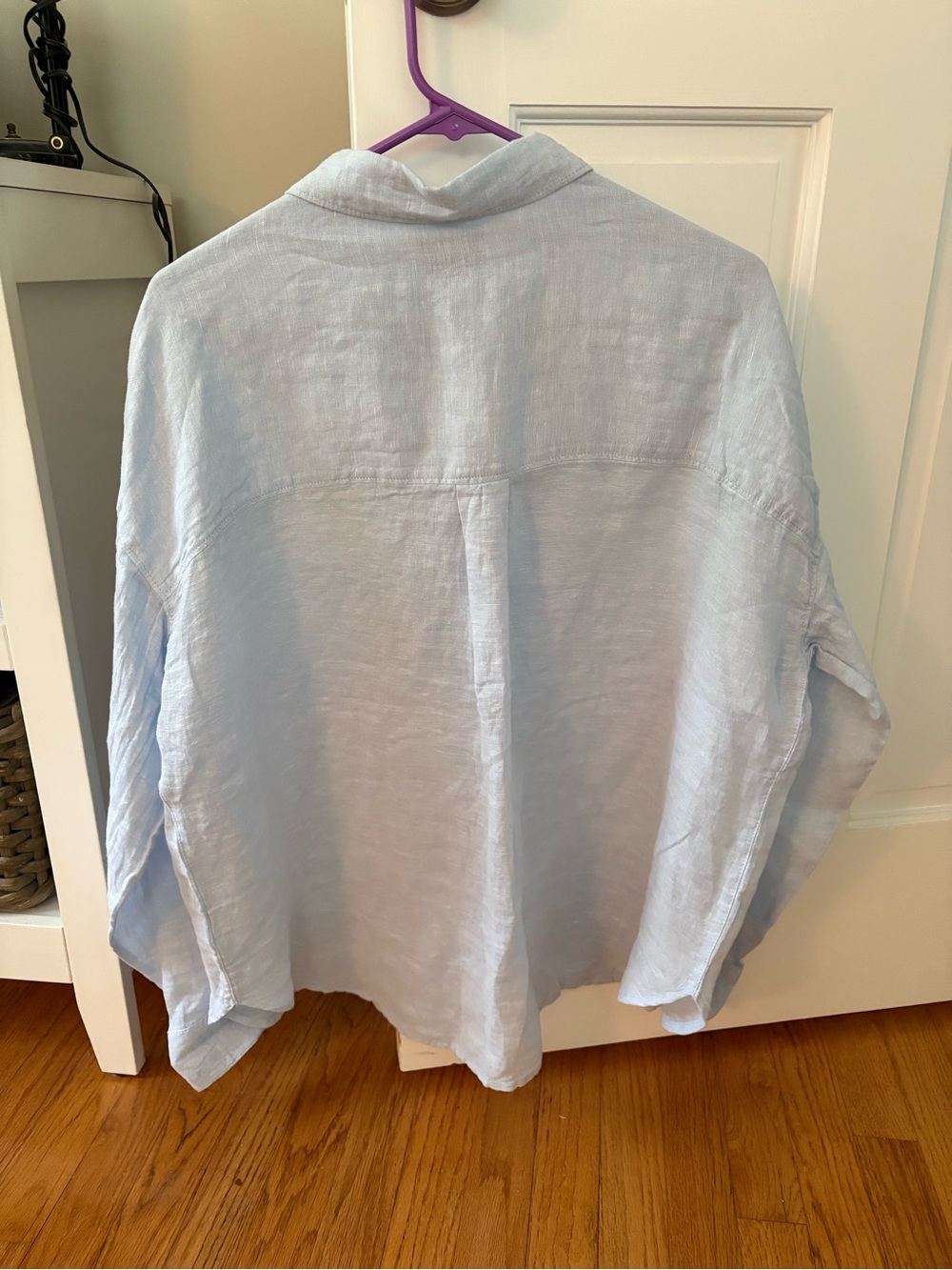Nicole Miller Light Blue Linen Button-Down Top - Picture 2 of 4